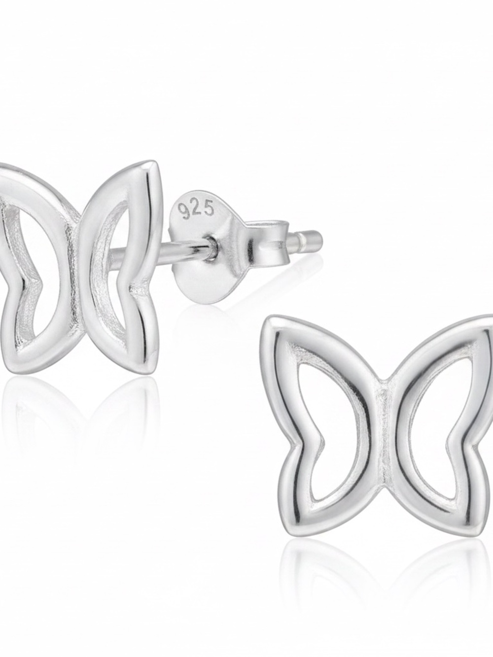 Womens Sterling Silver .925 Butterfly Stud Earrings